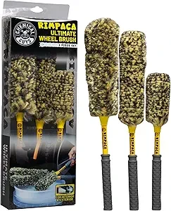 Chemical Guys Rimpaca Ultimate 车轮刷套装 - 3 件套车轮清洁刷套装,带软刷毛刷,适用于汽车、卡车、SUV、摩托车和房车-适用于轮辋、格栅和狭小区域