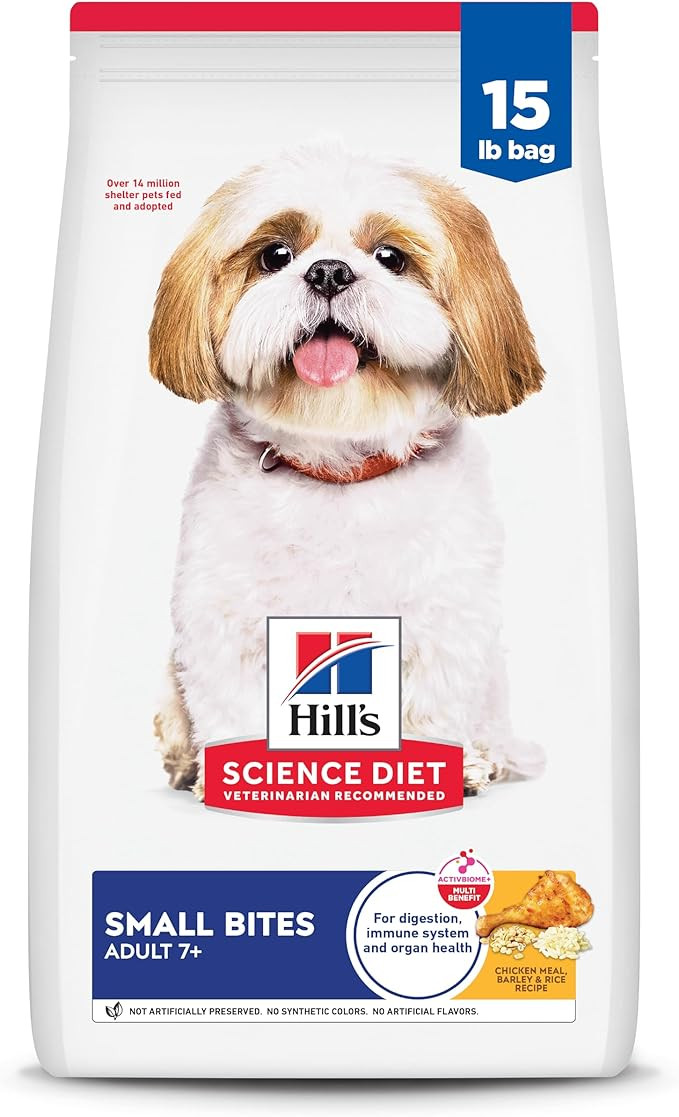 Hill's Science Diet 成人7岁以上,7岁以上高级营养,小型粗粮,干狗粮,鸡肉,糙米和大麦,15 磅袋